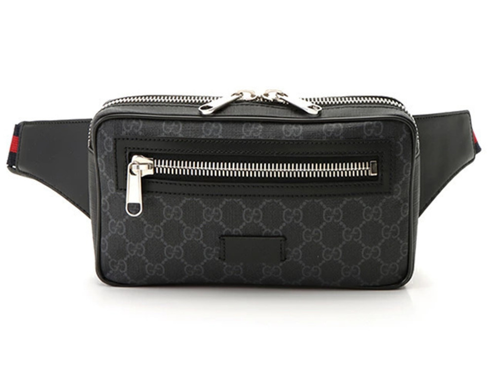 Gucci GG Supreme Belt Bag Calfskin Black Gray